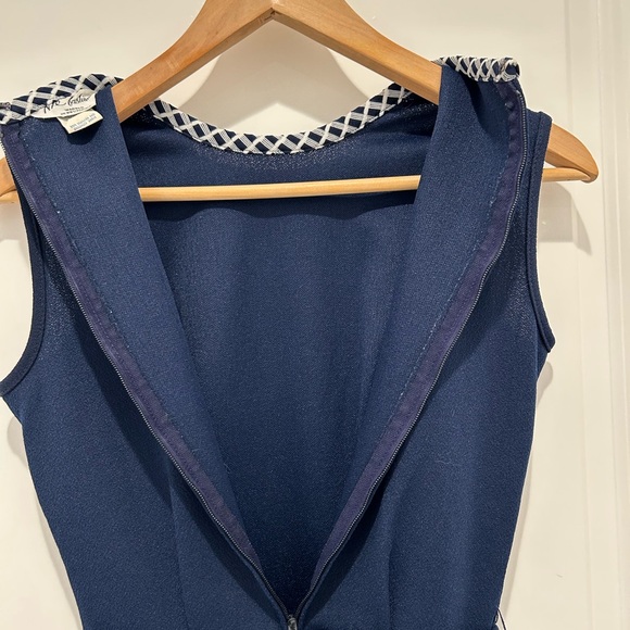 Vintage navy and white checked dress - polyester size 2 in modern sizing - Picture 4 of 9